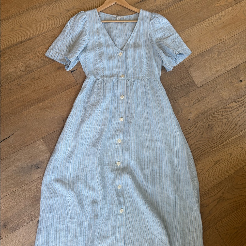 Madewell blue striped linen dress